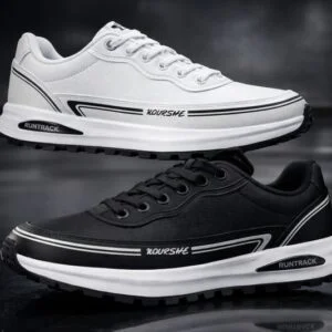 Kourshe RunTrack Dual Tone Casual Sneakers for Men | Black & White | Lightweight & Comfortable